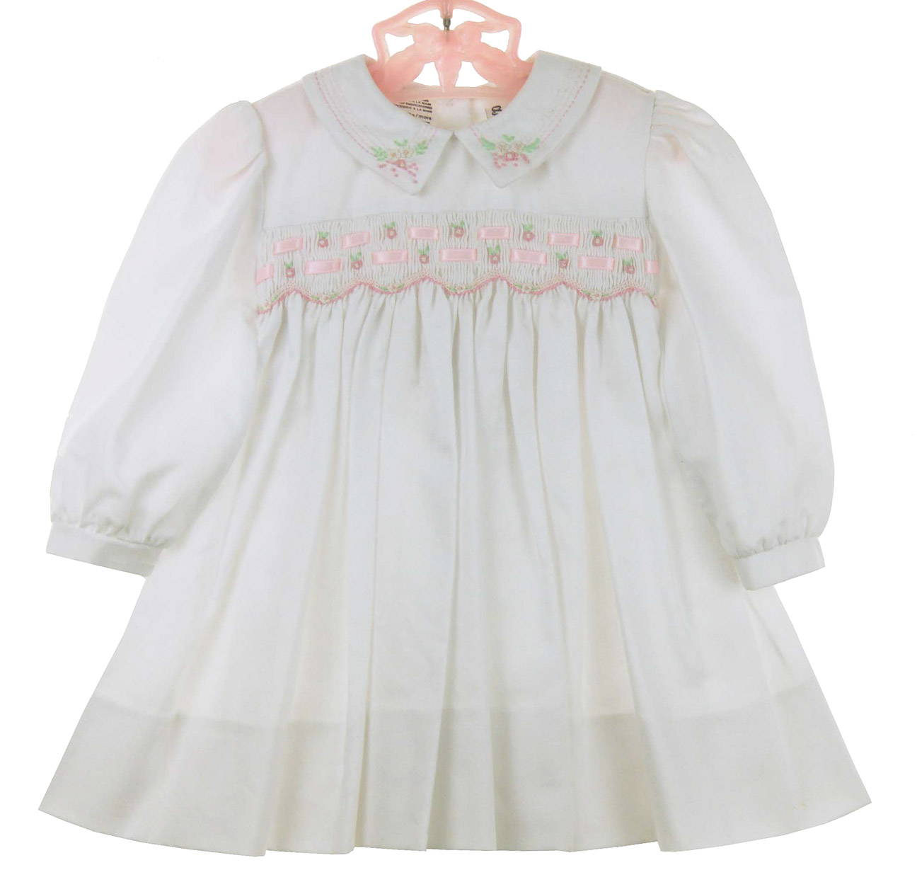 SARAH LOUISE -  Smocked Dress With Bonnet - White / Pink main image 0