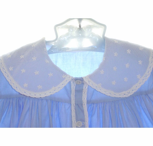 Vintage and Heirloom Baby Clothing Vintage 1930s Shirley Temple Style Blue  Dress with White Organdy Embroidered Collar