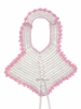 <img src="https://p11.secure.hostingprod.com/@grammies-attic.com/ssl/images/blue-sold-1.gif"> Vintage 1940s White Crocheted Bib with Pink Crocheted Edging