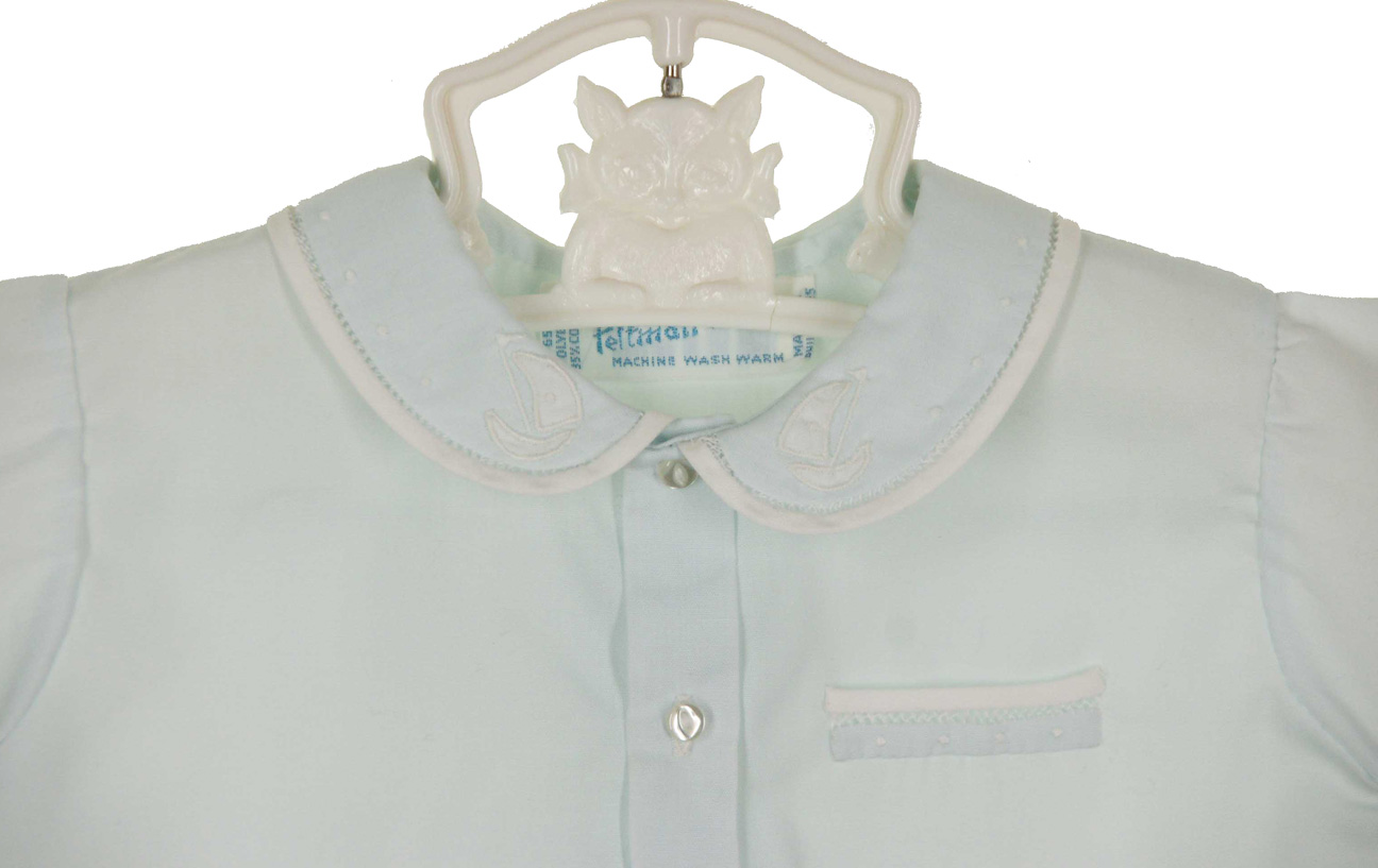 Feltman Brothers vintage blue diaper shirt with embroidered sailboats