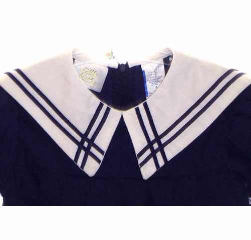 Vintage Little Bitty Navy Pleated Sailor Dress with White Collar