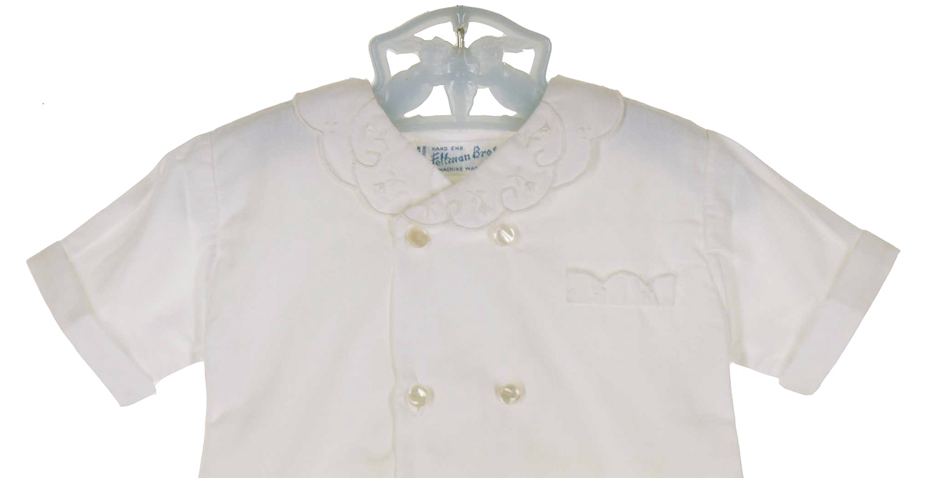 Feltman Brothers Baby Boys White Leaf Embroidery Day Gown main image 1