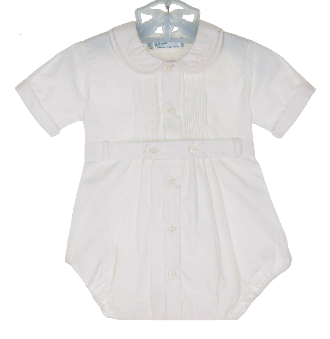 heirloom unworn Feltman Brothers white pintucked romper with