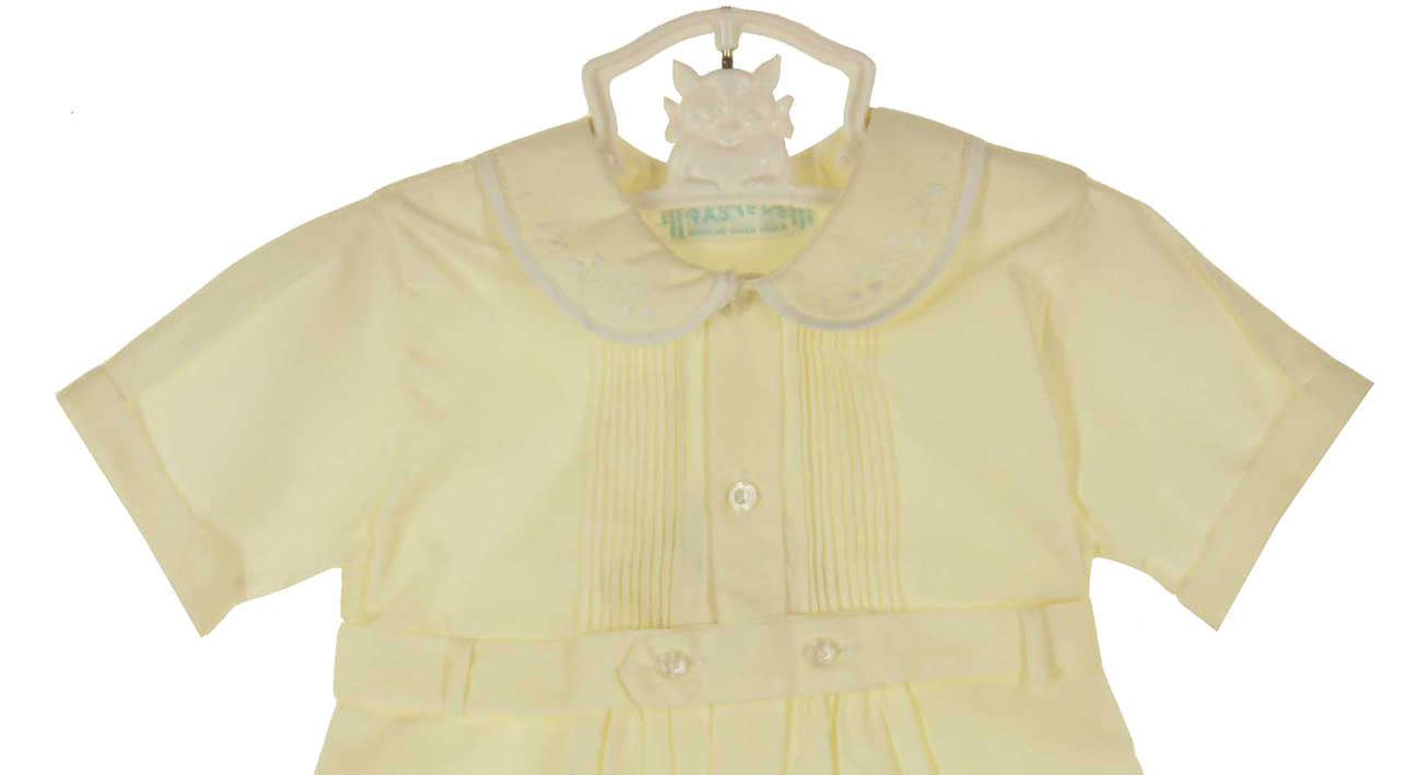 heirloom unworn Feltman Brothers yellow pintucked romper with