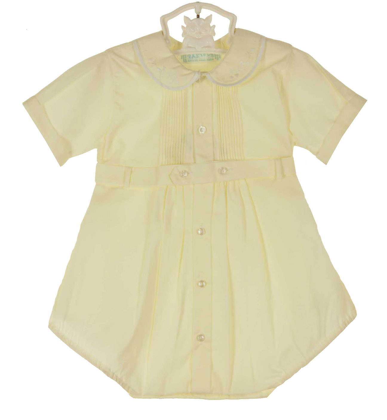 heirloom unworn Feltman Brothers yellow pintucked romper with