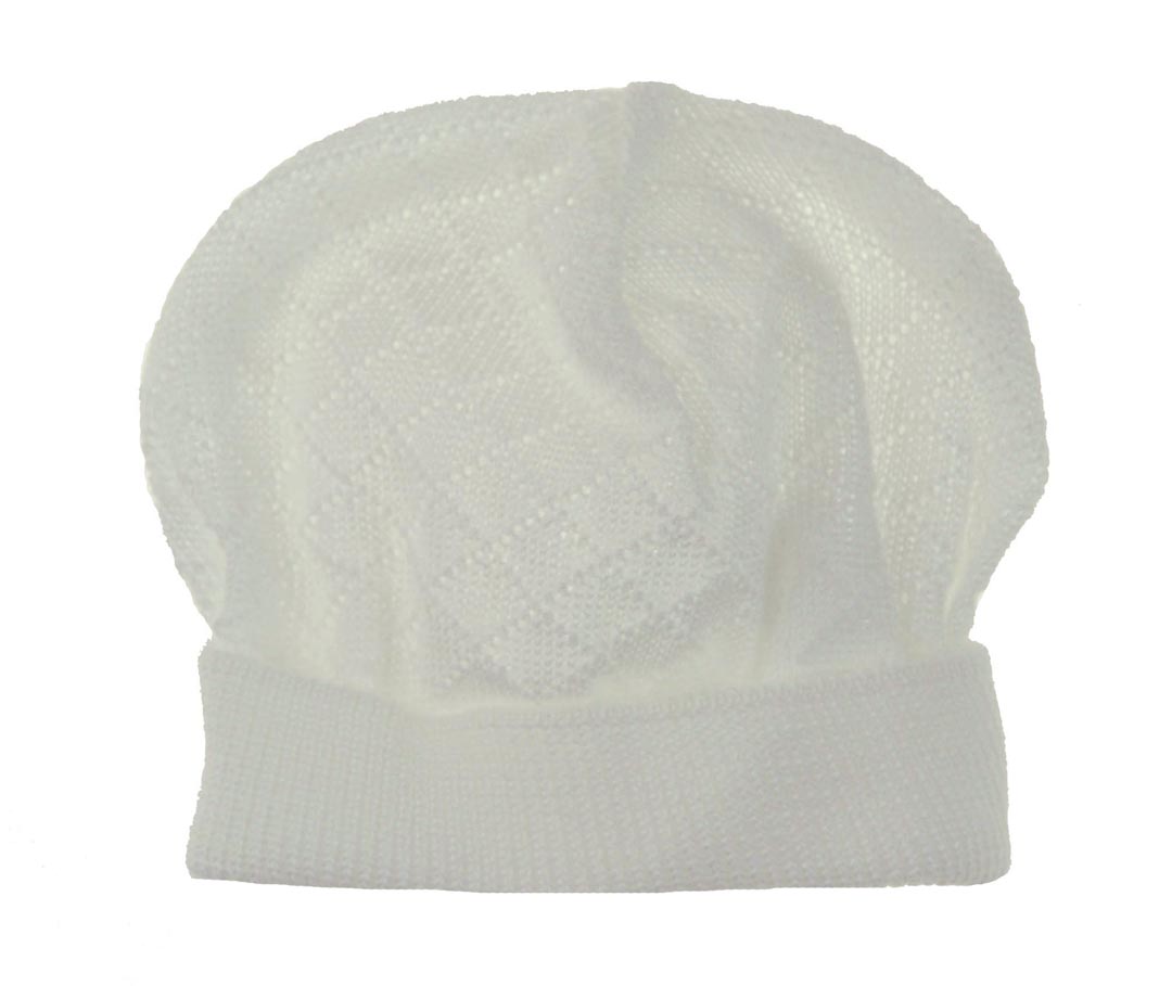 Will'Beth cotton knit romper and hat set,white cotton knit romper and