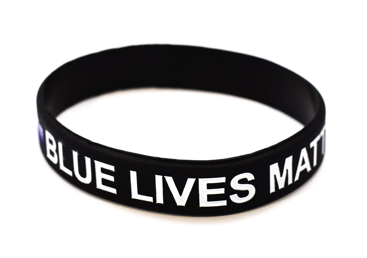 1 Thin Blue Line Blue Lives Matter Adult 8" Inch Elastic Silicone