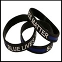 3 Pack of Thin Blue Line Blue Lives Matter Adult 8" Inch Elastic Silicone Rubber Bracelets (Free Shipping)