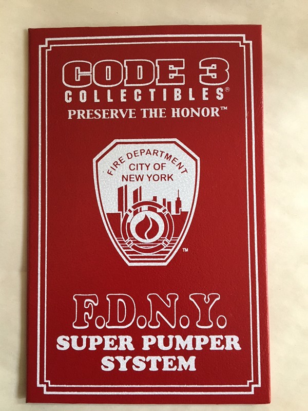 Code 3 FDNY Super Pumper System Certificate (16014 Cert) Free Shipping