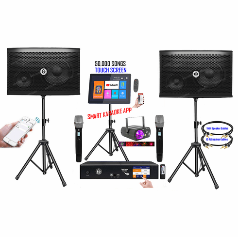 Complete Karaoke System 2500W Select Songs by Iphone & Android PC