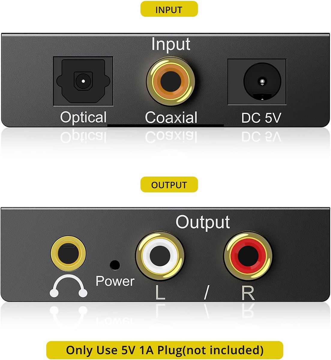 Digital Optical To Analog Audio Converter – 3.5mm Jack & RCA L/R Stereo, USB Powered