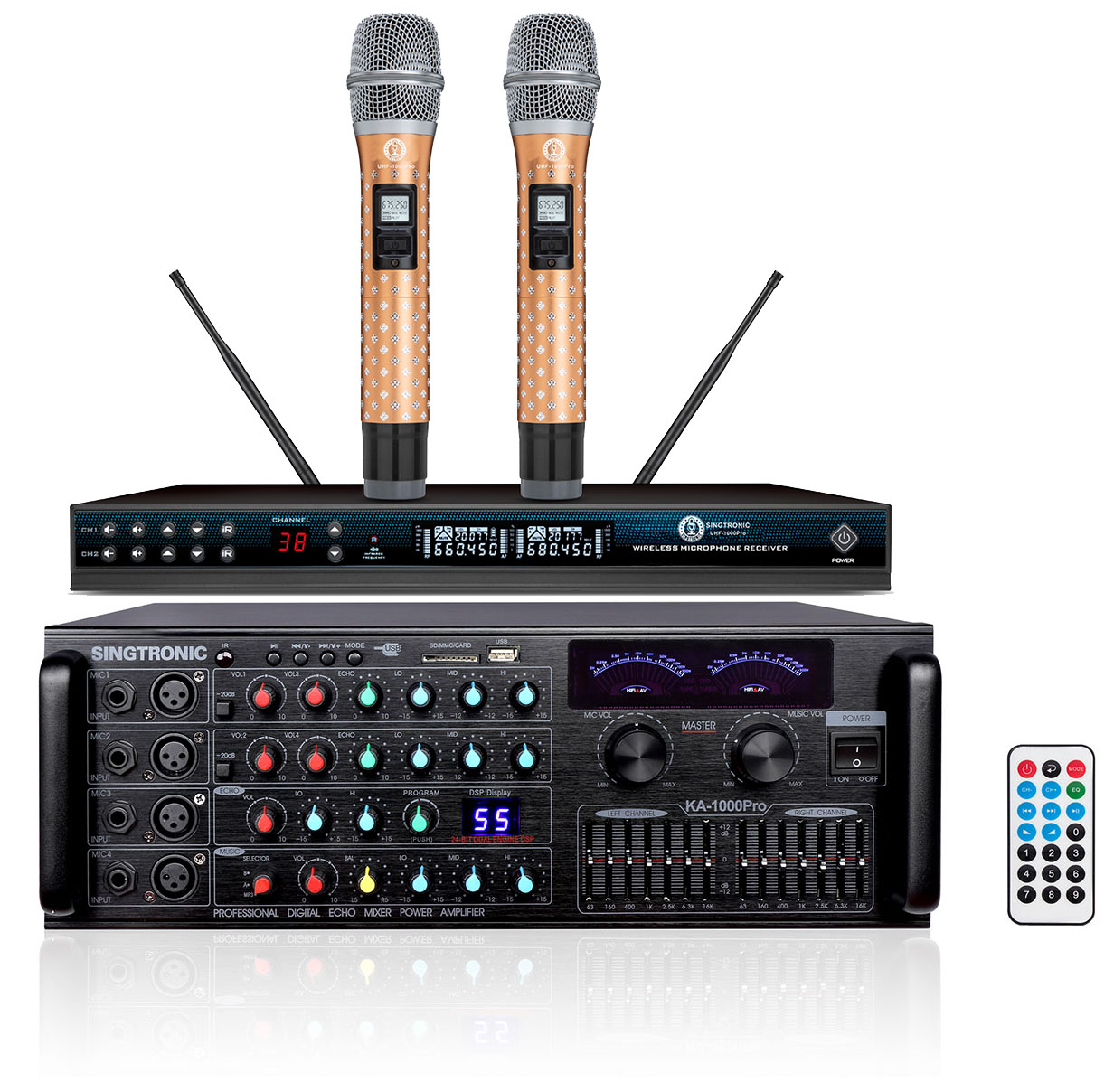 Singtronic KA1000Pro Karaoke 2000W Amplifier w/ Mics
