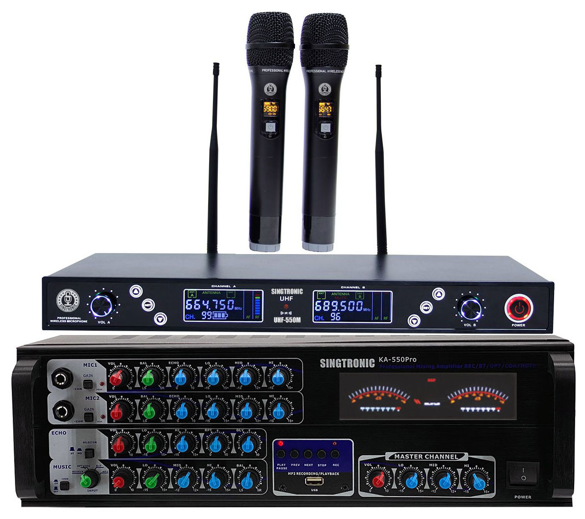 Pro Analog 1500W Karaoke Amplifier + Wireless Mics