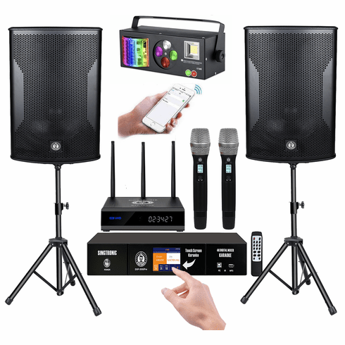 Set de karaoké Bluetooth professionnel avec 2 Microphones sans fil –  Machine de