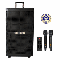 Singtronic BT-1200DSP Professional Rechargeable DSP 12" Karaoke 1200W Speaker With 2 UHF Wireless Mic.