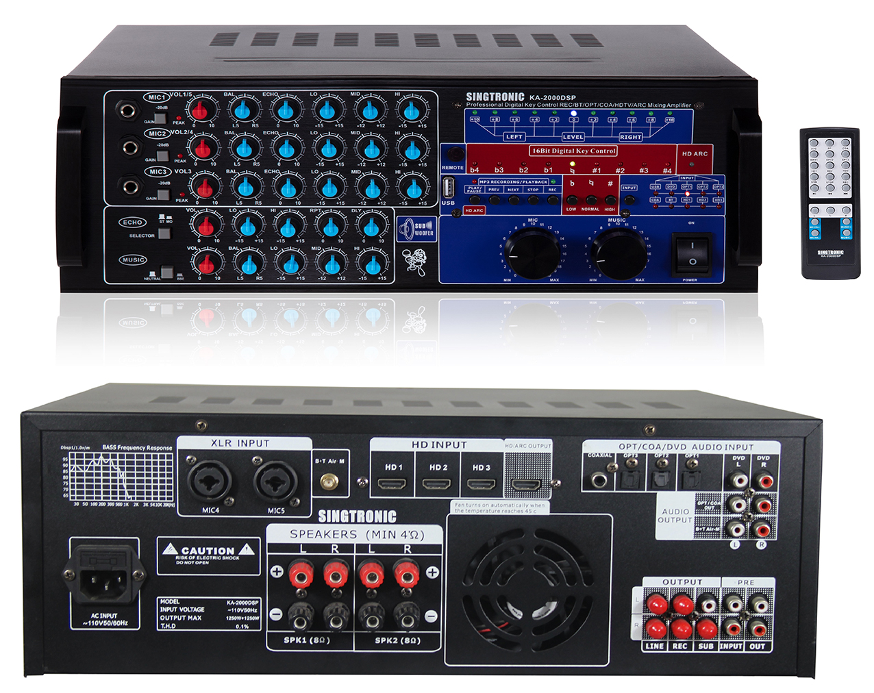 Professional DJ/KJ Digital 2500W Mixing Amplifier for Karaoke