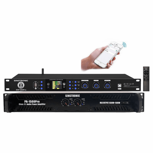 Singtronic Professional Class D 3000W Power Amplifier + Digital Karaoke Processor Mixer Anti-Feedback