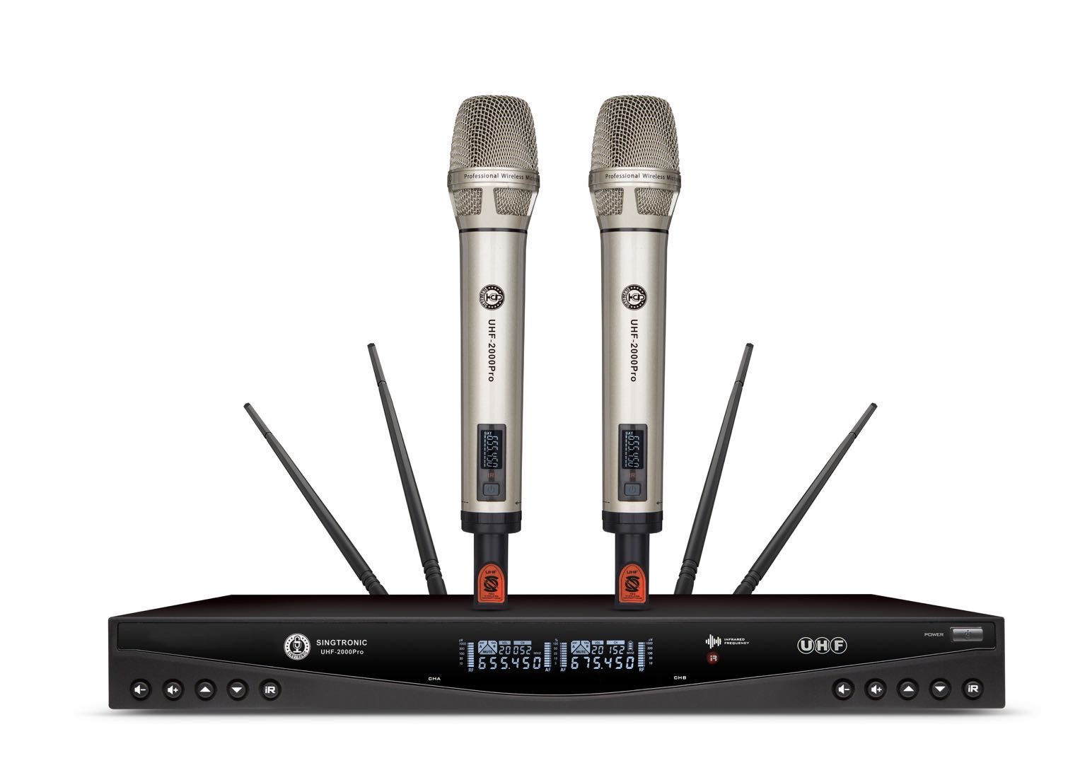 Dual UHF PLL True Diversity Wireless Microphone Karaoke System