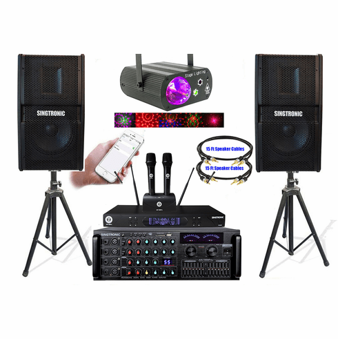 Singtronic Professional Youtube Karaoke System 3000W Built in 16 Channels Equalizer, Optical, Rechargeable Battery
