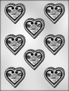 2-1/8" Heart w/ Flowers Chocolate Mold