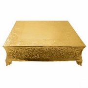 Square 18" Embossed Gold plated Cake Plateau