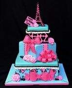Stacked Gift Box Cake with the Eiffel Tower by Jessica Keller