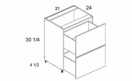 2DB21: Two Drawer Base: Torino Dark Wood Kitchen Cabinets