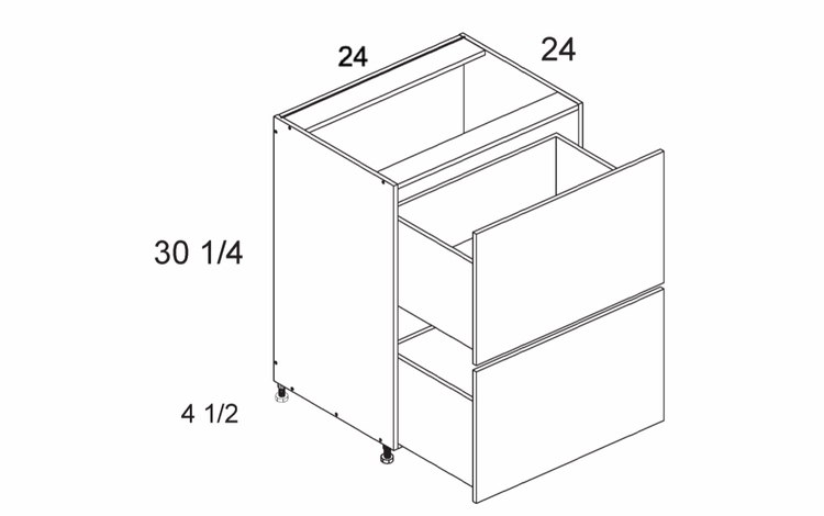 2DB24: Two Drawer Base: Torino Grey Wood Kitchen Cabinets