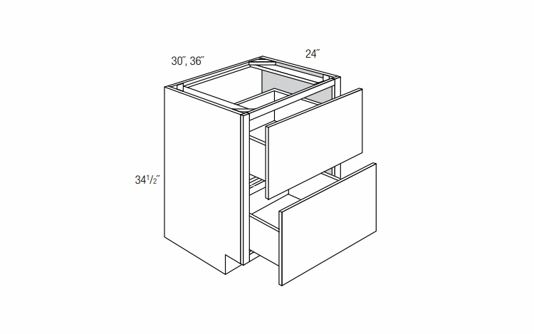 2DB30: Pots And Pans Base Cabinet: Trenton Recessed RTA Kitchen Cabinet