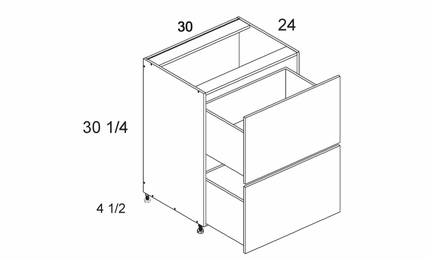 2DB30: Two Drawer Base: Torino Grey Wood Kitchen Cabinets
