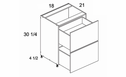 2VDB18: Two Drawer Vanity Base: Torino Dark Wood Kitchen Cabinets