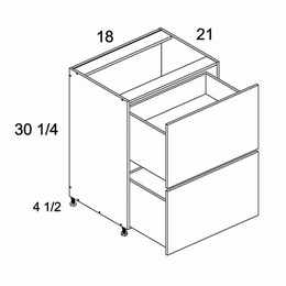 2VDB18: Two Drawer Vanity Base: Torino White Pine Kitchen Cabinets