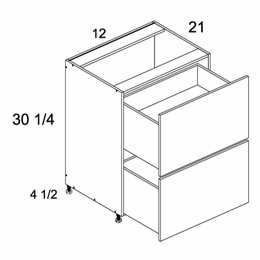 2VDBID12: Two Drawer with One Inner Drawer Vanity Base: Rivera Oyster Shell Kitchen Cabinets