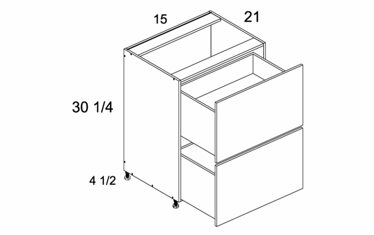 2VDBID15: Two Drawer with One Inner Drawer Vanity Base: Rivera Oyster Shell Kitchen Cabinets