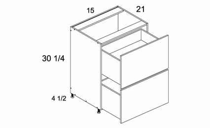2VDBID15: Two Drawer with One Inner Drawer Vanity Base: Rivera Oyster Shell Kitchen Cabinets