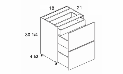 2VDBID18: Two Drawer with One Inner Drawer Vanity Base: Palermo Gloss White Kitchen Cabinets