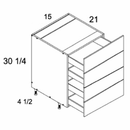 4VDB15: Four Drawer Vanity Base: Palermo Gloss White Kitchen Cabinets