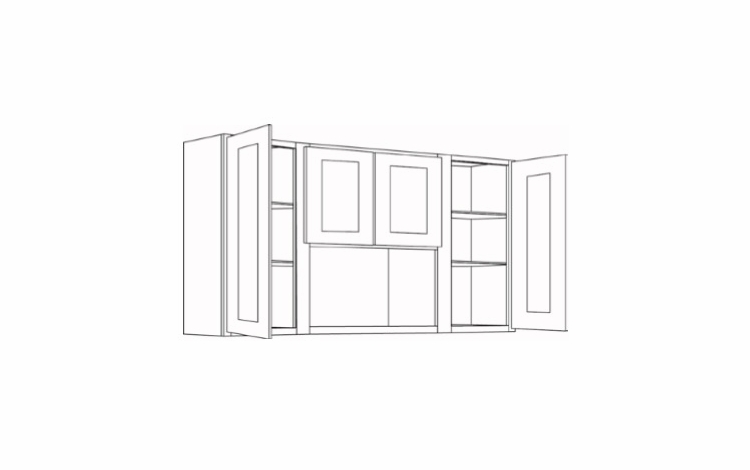 6030-O: 30" High Open Wall Cabinets: Country Oak Honey Kitchen Cabinets