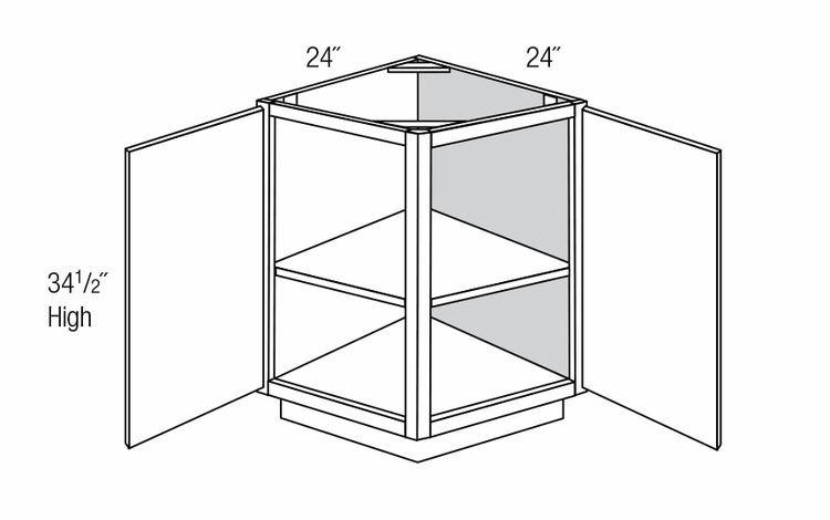 AB24: Angled Base End Cabinet: Dover RTA Kitchen Cabinet