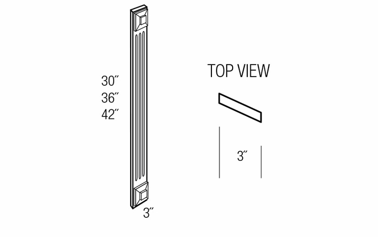 AF330F: Wall And Base Fluted Angled Filler: Dover RTA Kitchen Cabinet