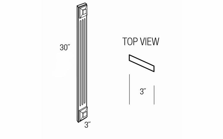 AF330F: Wall And Base Fluted Angled Filler: Yarmouth Raised RTA Kitchen Cabinet