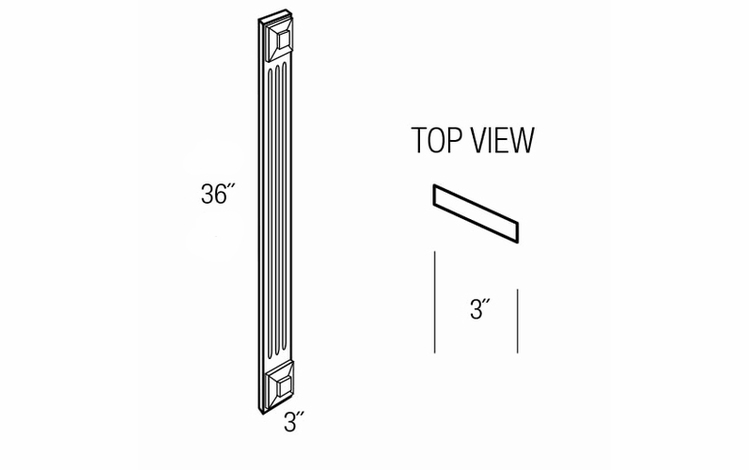 AF336F: Wall And Base Fluted Angled Filler: Dover Lunar RTA Kitchen Cabinet