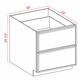 Armor White Oak 2DB30: 2 Drawer Base Cabinets: Assembled Kitchen Cabinets
