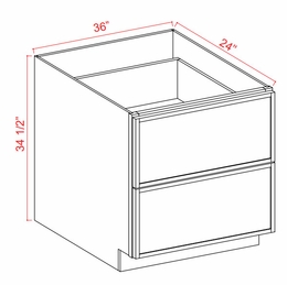 Armor White Oak 2DB36: 2 Drawer Base Cabinets: Assembled Kitchen Cabinets