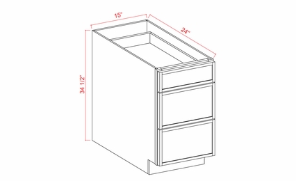 Armor White Oak 3DB15: 3 Drawer Base Cabinets: Assembled Kitchen Cabinets