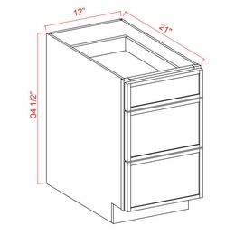 Armor White Oak 3VDB12: Vanity Drawer Base Cabinets: Assembled Kitchen Cabinets