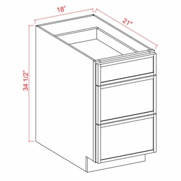 Armor White Oak 3VDB18: Vanity Drawer Base Cabinets: Assembled Kitchen Cabinets