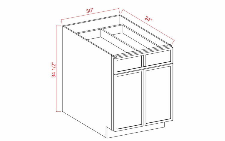 Armor White Oak B30: Double Door Base Cabinets: Assembled Kitchen Cabinets
