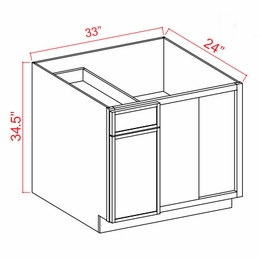 Armor White Oak BBC36: Blind Corner Base Cabinets: Assembled Kitchen Cabinets