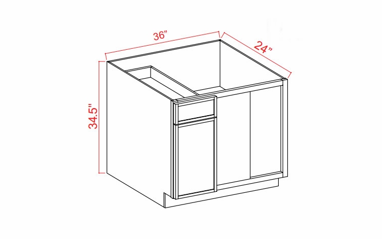 Armor White Oak BBC39: Blind Corner Base Cabinets: Assembled Kitchen Cabinets